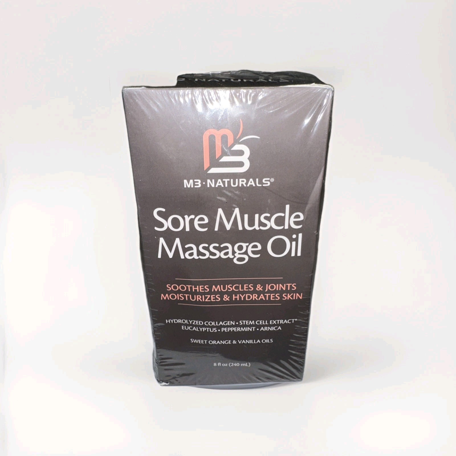 M3 Naturals. Sore Muscle Massage Oil. Collagen Stem Cell Extract 8oz Free Ship!