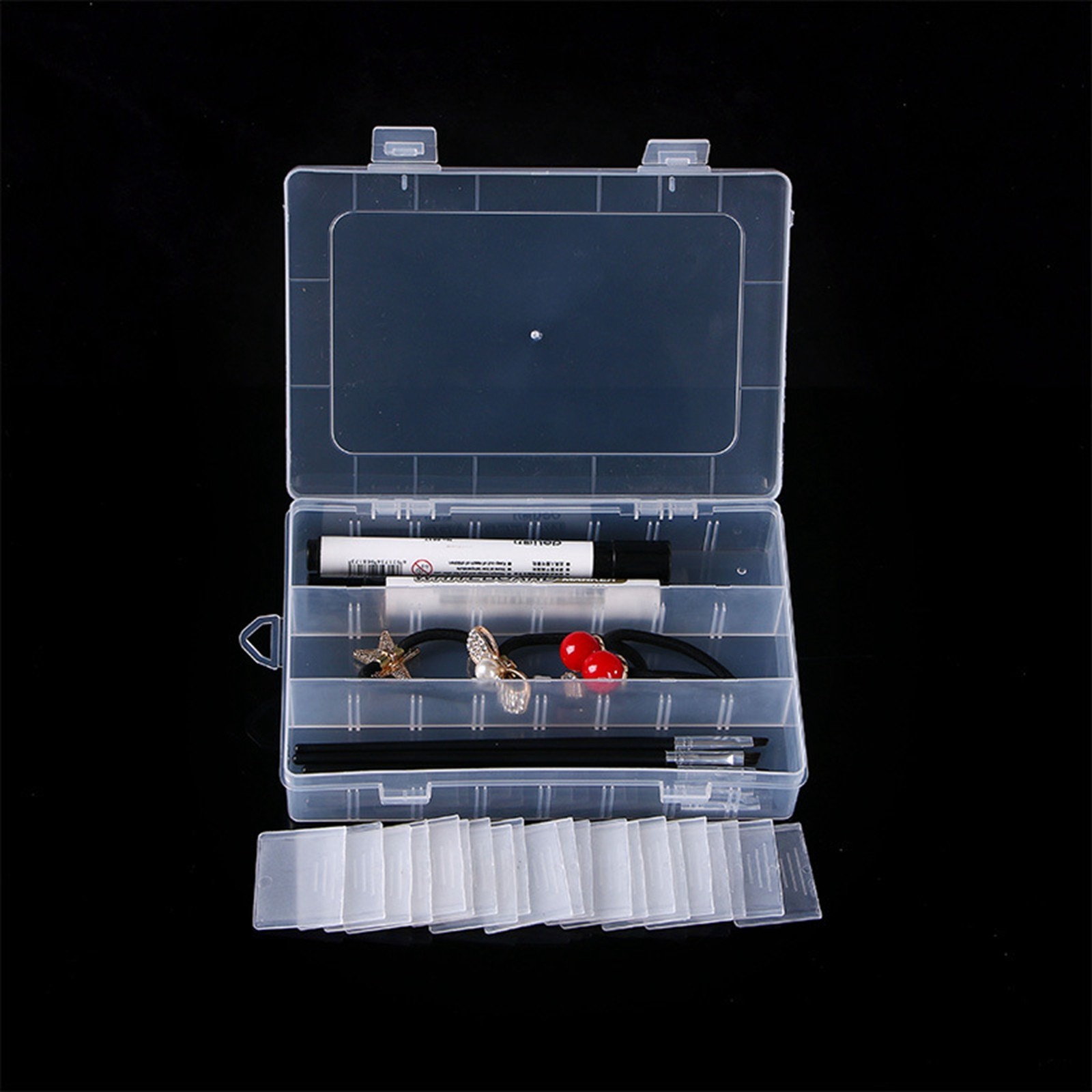 Clear Plastic Organizer Box Case 24 Grids Craft Beads Display Storage Container