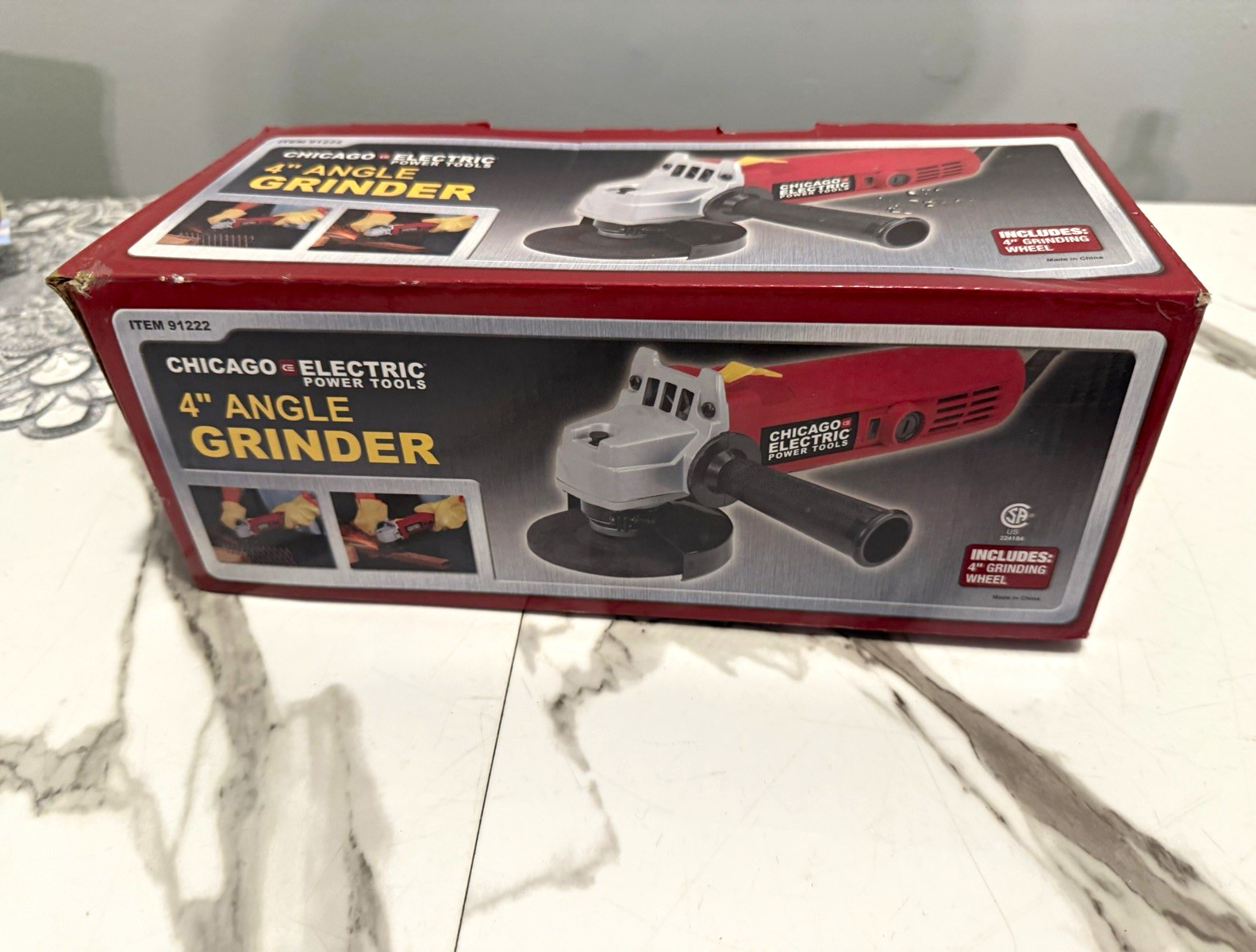 Chicago Electric 91222 4 in Angle Grinder 120V Corded Electric Red/Gray