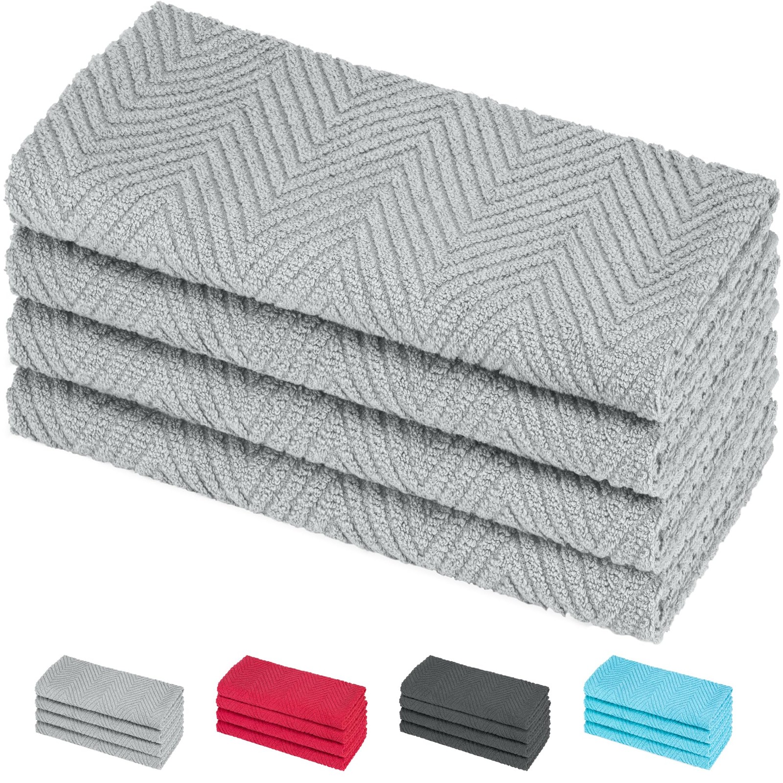 4 Pack 100% Cotton Kitchen Towels, 15" x 25" Absorbent Dish Towels [Premium Q...