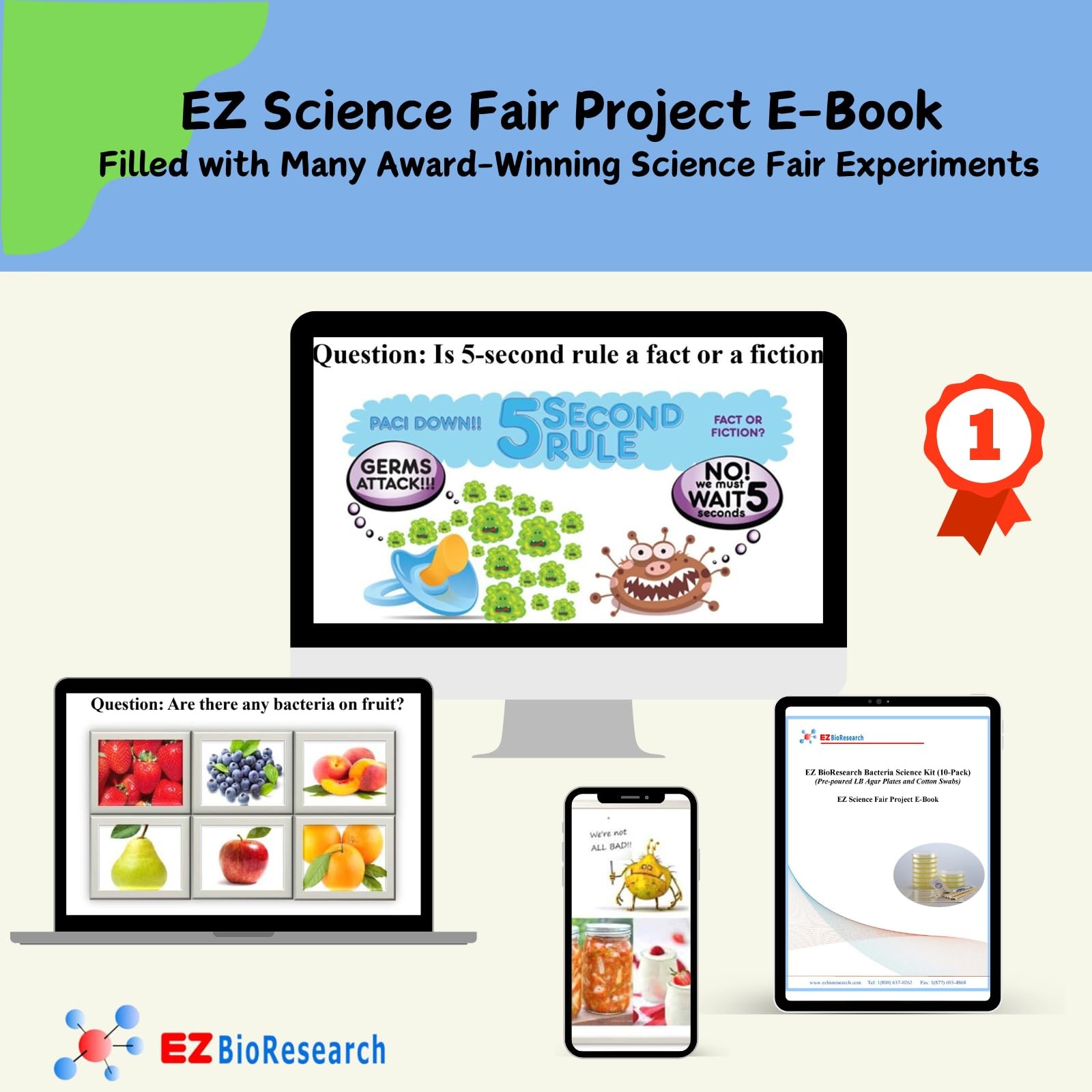 EZ BioResearch Bacteria Science Kit (IV): Top Fair Medium, Clear