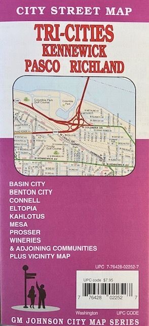 City Street Map of Tri-Cities, Kennewick, Paso, Richland, Washington, by GMJ Map
