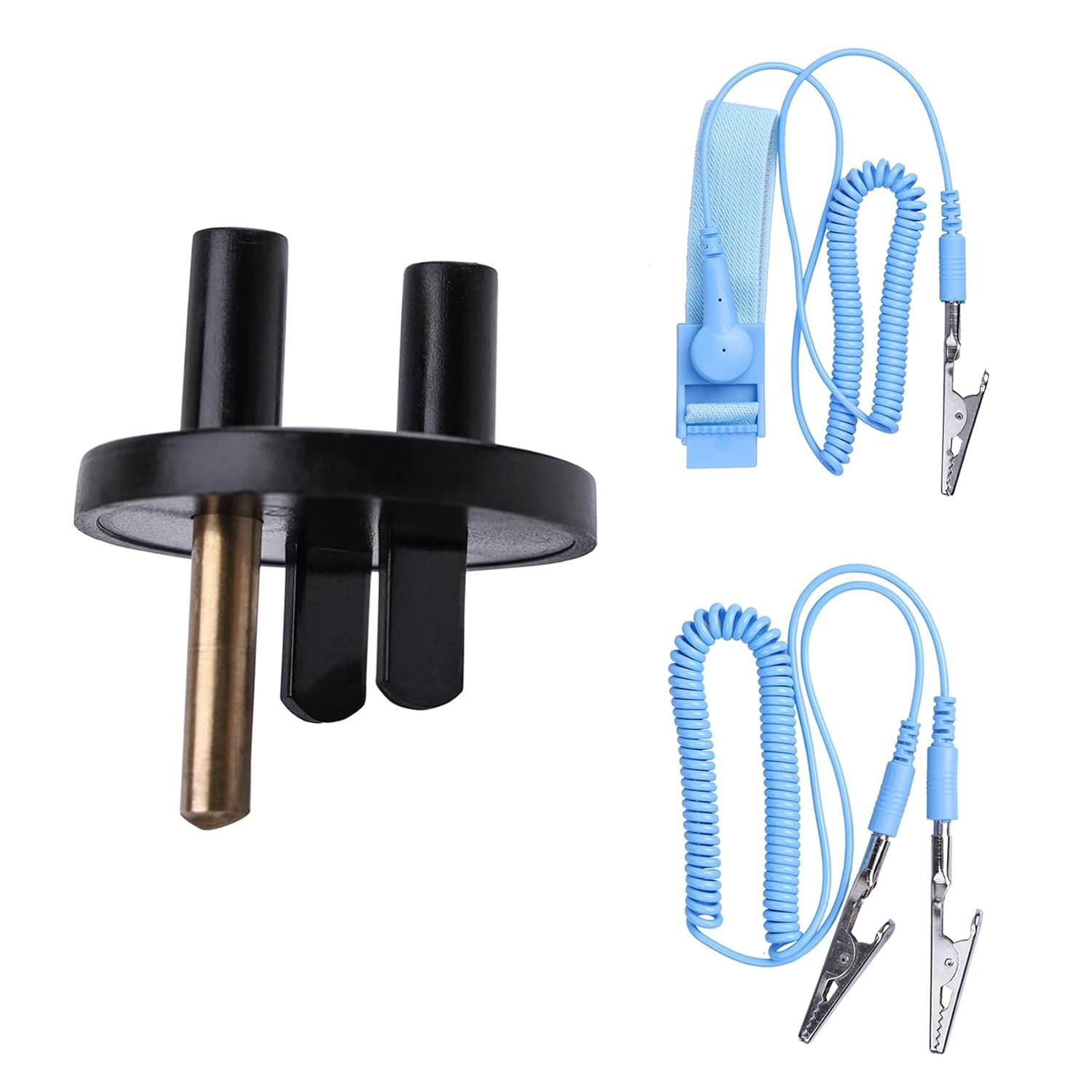 Grounded Outlet Plug, Anti-Static Wrist Strap (Adjustable up to Size XL) and Gro