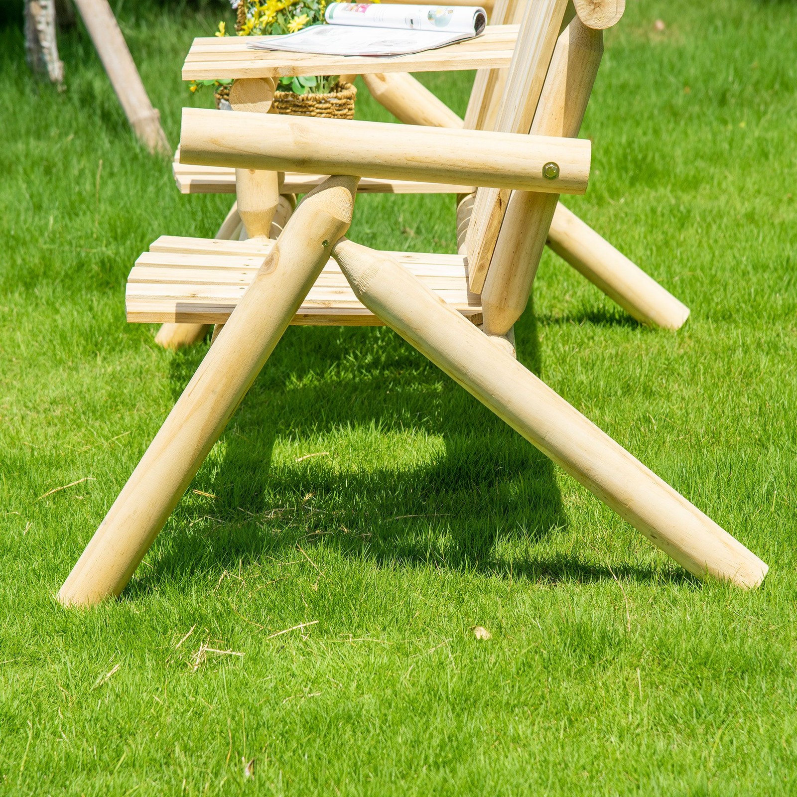 Twin Seat Outdoor Adirondack Chair with Functional Center Table Space