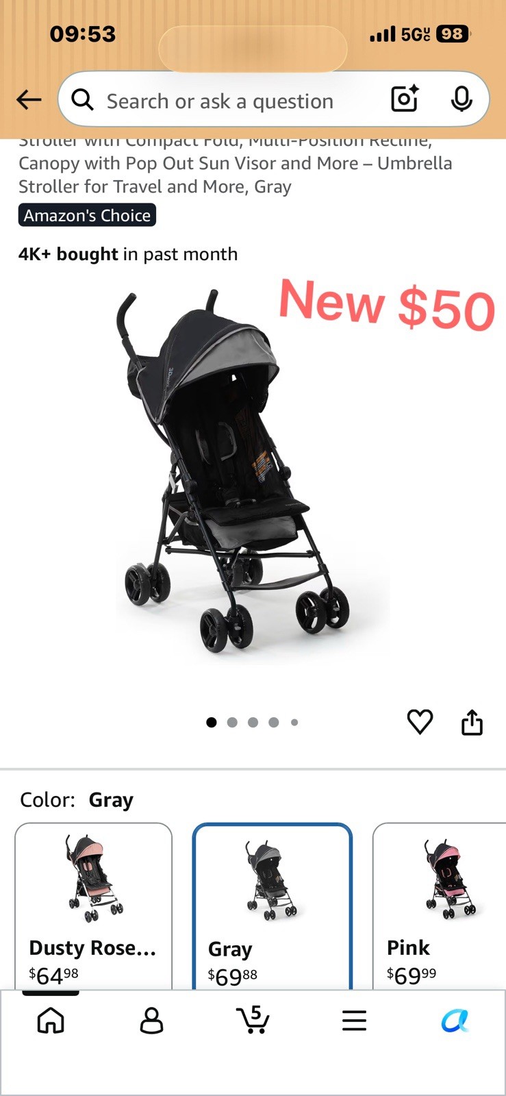 Ingredient 3D Mini Convenience Stroller – Lightweight Stroller with Compact Fold