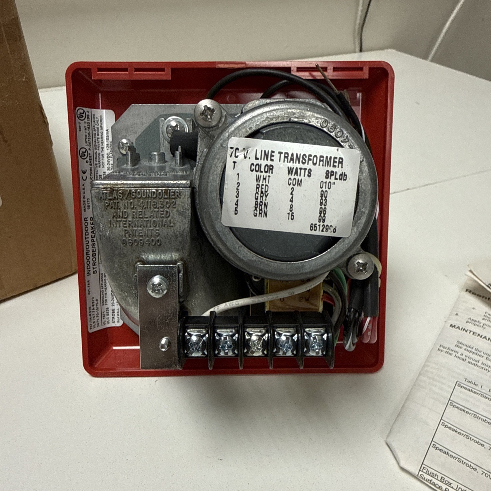 MIRTONE EDWARDS INT-7AR RED Speaker Strobe 70v RMS VERY HEAVY DUTY