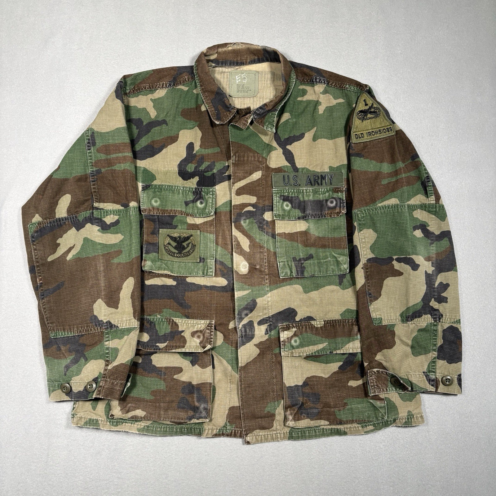 US Military Jacket Mens M Green Coat Hot Weather Woodland Camo Old Ironsides