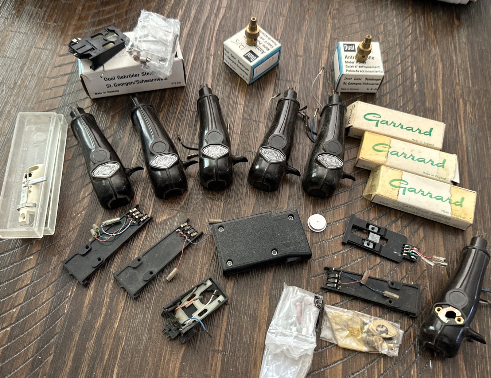 Garrard & Dual Turntable Parts Treasure Lot - NOS Pulleys & M6/M7 Headshells