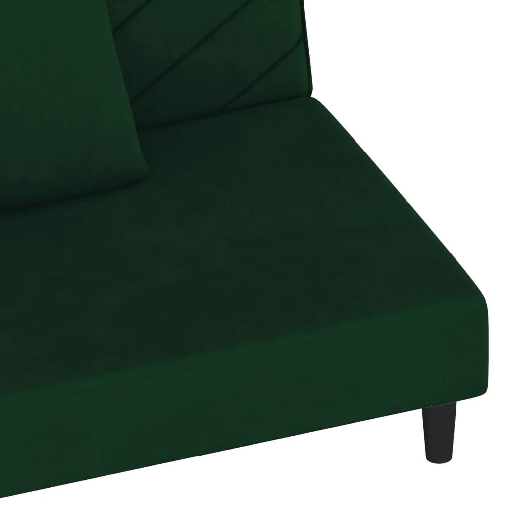 Sofa Bed Dark Green Velvet, Wood, Foam, Plastic Medium