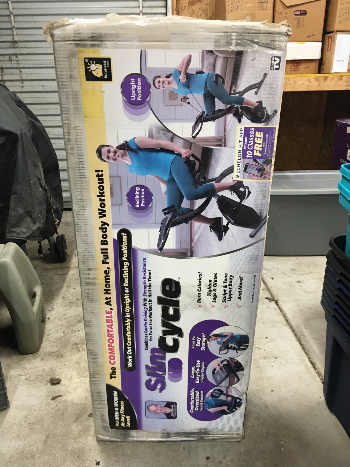 Slim Cycle Foldable Excercise Bike w/Resistance Bands and Electronic Display NIB
