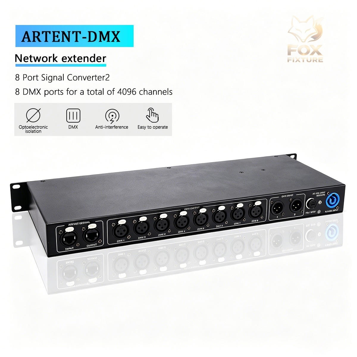 Artnet Dmx 8 Way Network Expander 4096 Channels Artnet DMX512 Signal Converter