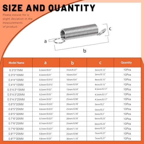 TansticPcs 15 Sizes Extension Spring Assortment Kit Extension Spring 150