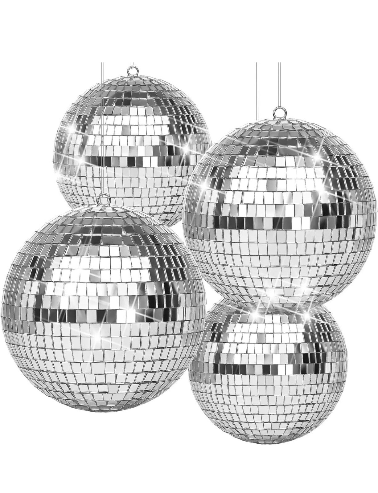4 Pack Mirror Disco Ballssilver Hanging Party Disco Ball For Party Or Dj Light E
