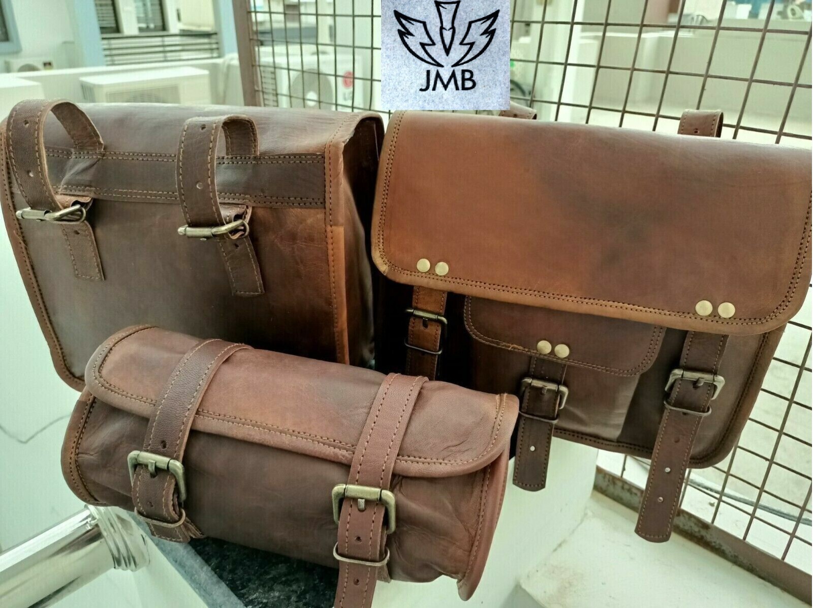 Bicycles saddlebag 1 Pair Goat Leather saddlebags Panniers 3Brown Bag New JMB ®