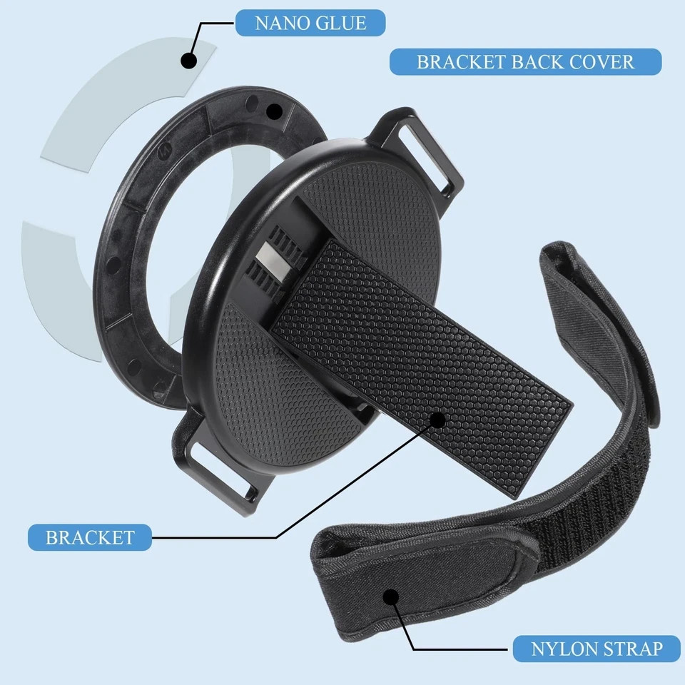 Tablet Stand with Hand Strap 360 Degree Rotating Sticky Black