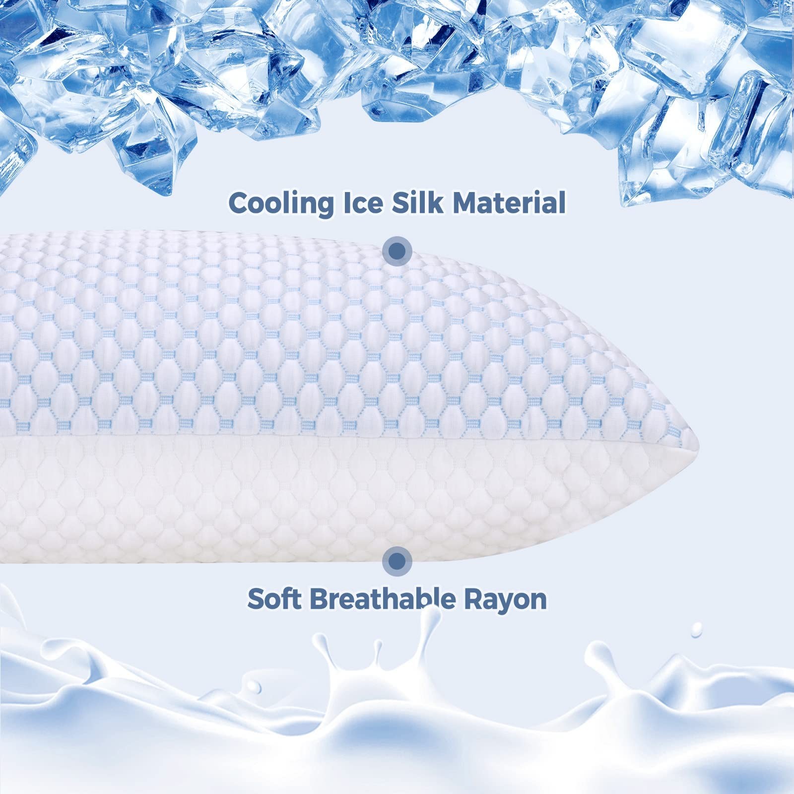 Cooling Adjustable Shredded Memory Foam Pillows Queen Size Set of 2 - Tempera...