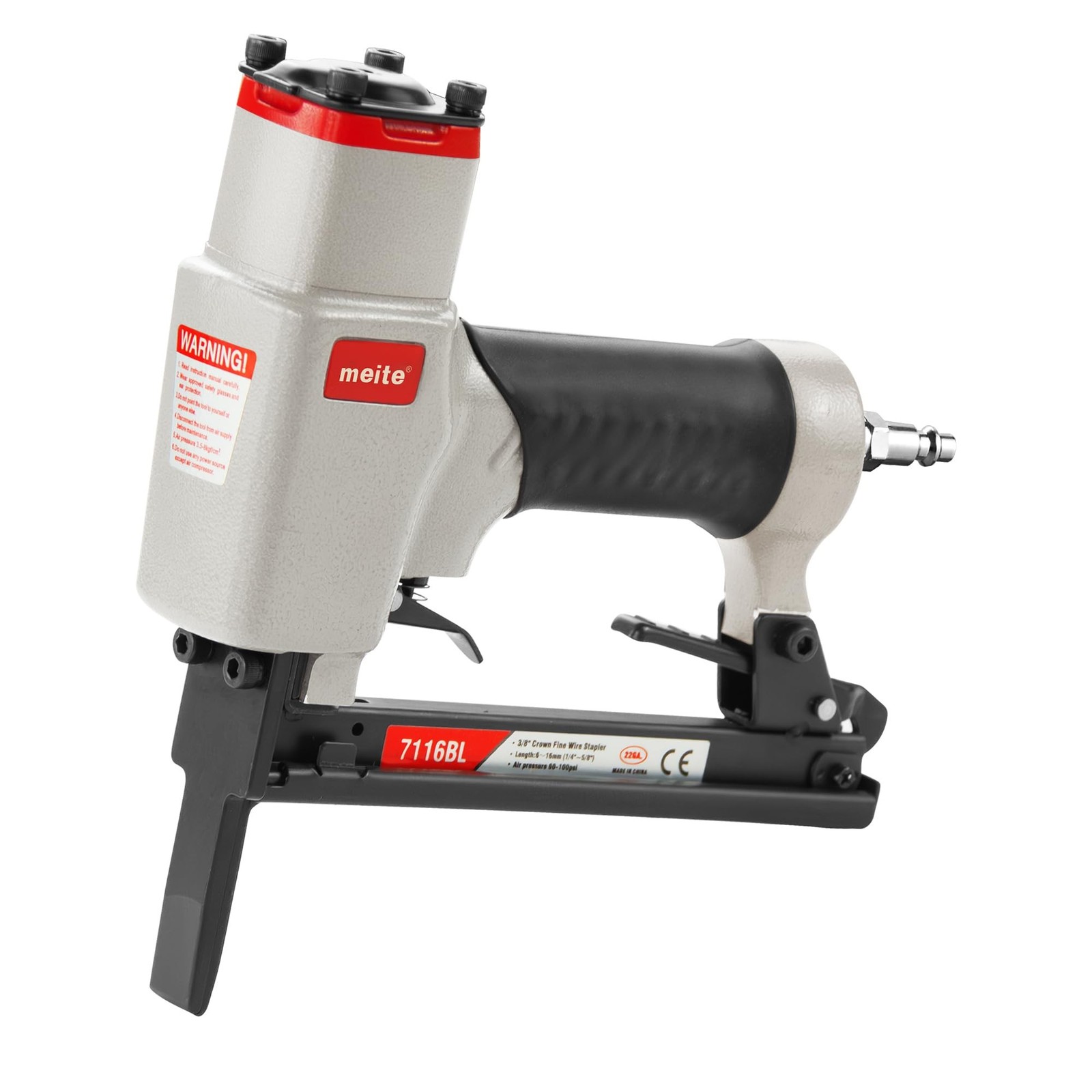 meite 7116BL Pneumatic Upholstery Stapler with Long Nose-1/4-Inch to 5/8-Inch...