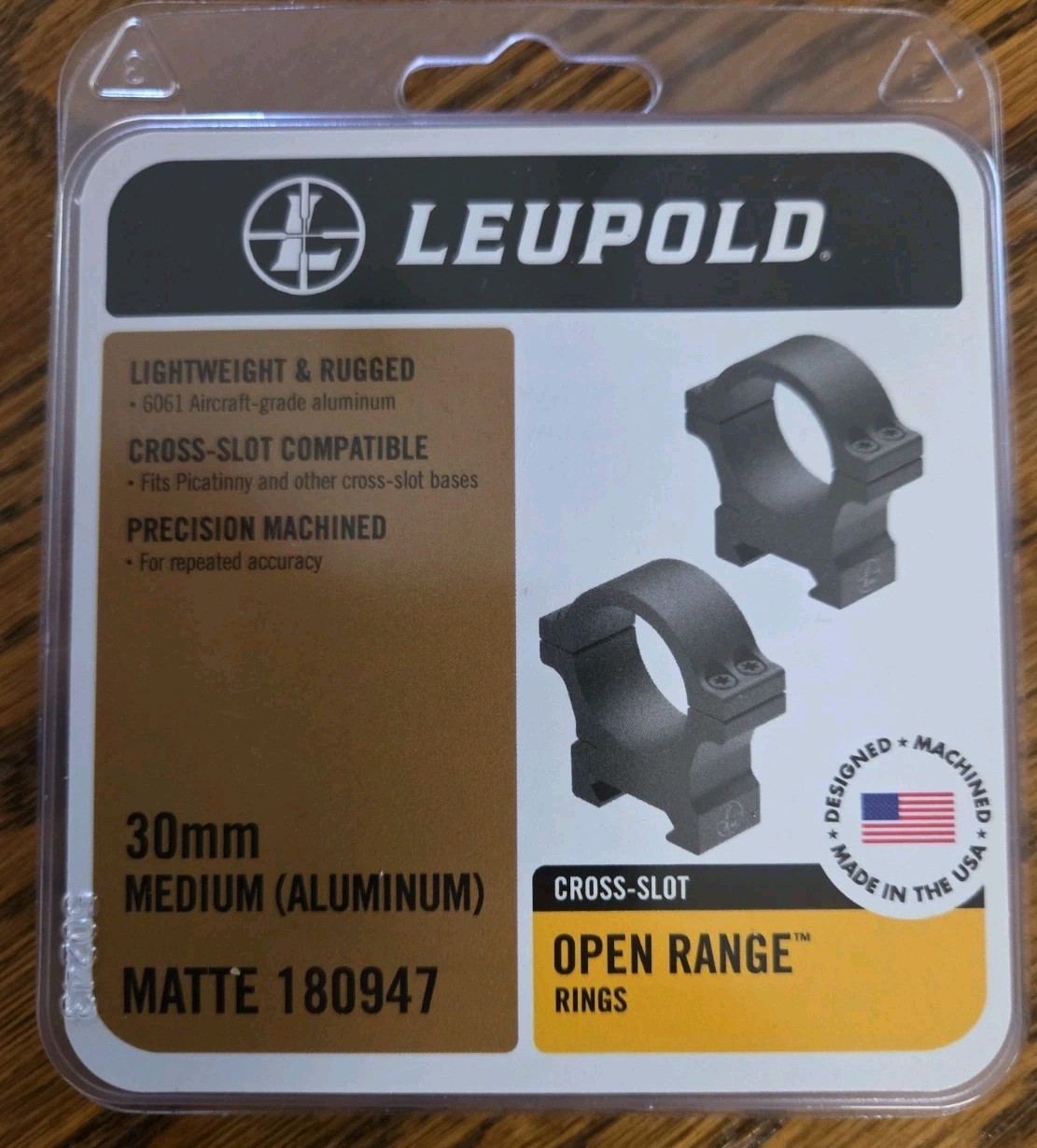 Leupold Open Range 30mm Medium Cross-Slot Scope Rings Matte Black 180947 NEW