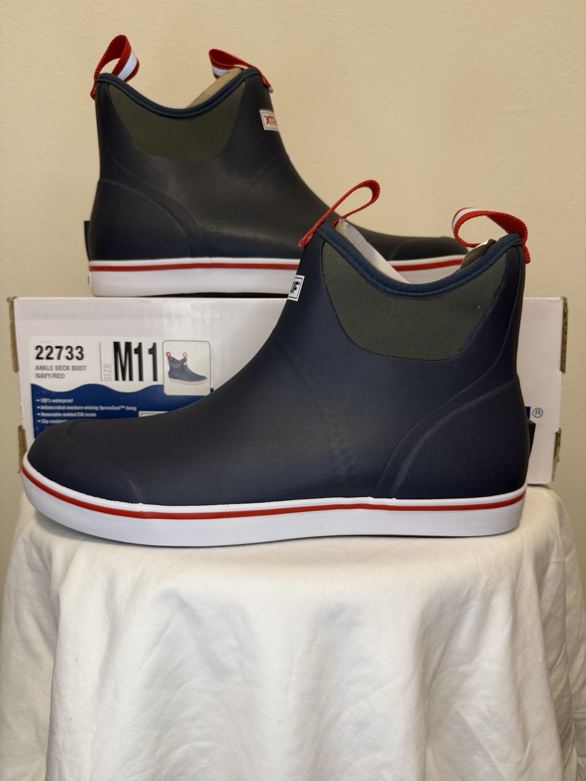Size 11M- Xtratuf Waterproof Ankle Deck Boot Navy Red Model