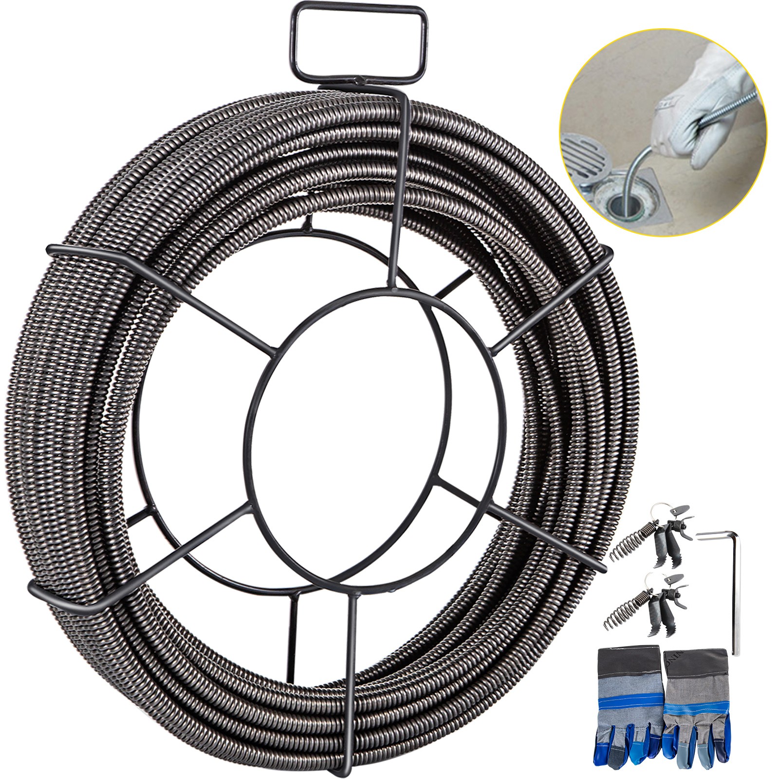 Uimoso Drain Cable Sewer Cable 75Ft 3/8In Drain Cleaning Cable Auger Snake Pipe