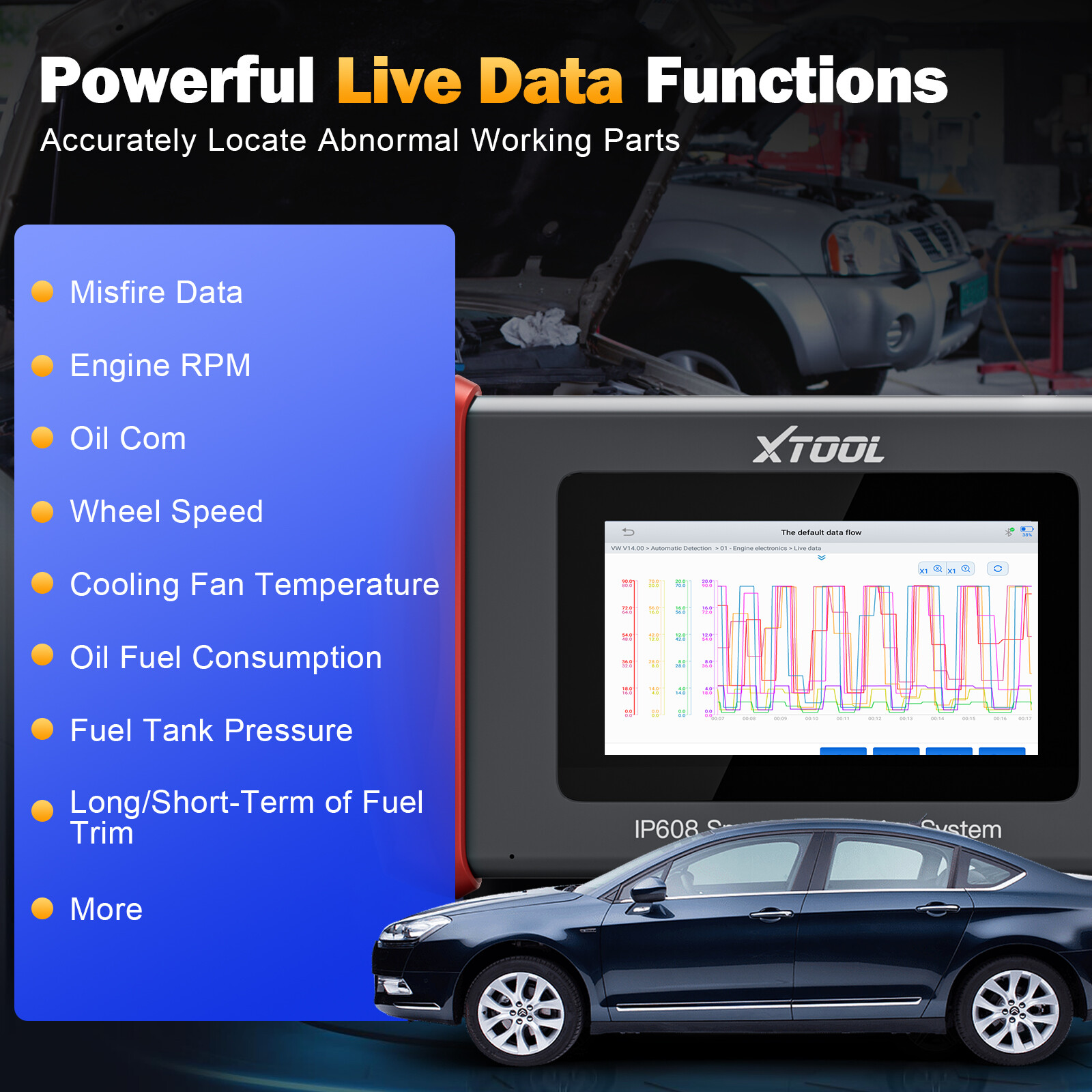 XTOOL IP608 Scan Tool Full System Diagnostic 30+ Service Coder Reader Scanner US