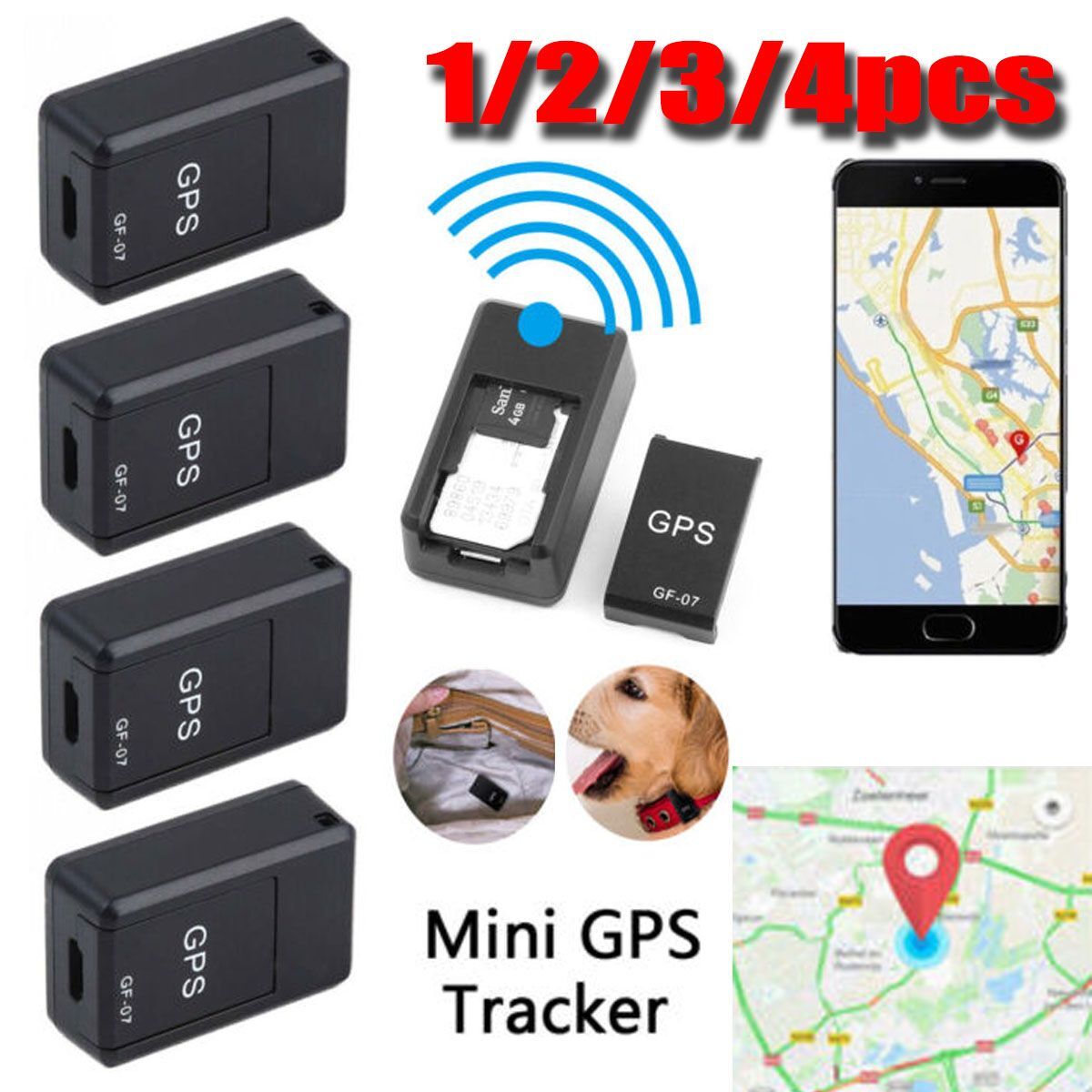1-4 Magnetic Mini Car GPS Tracker Real Time Tracking Locator Device Voice Record