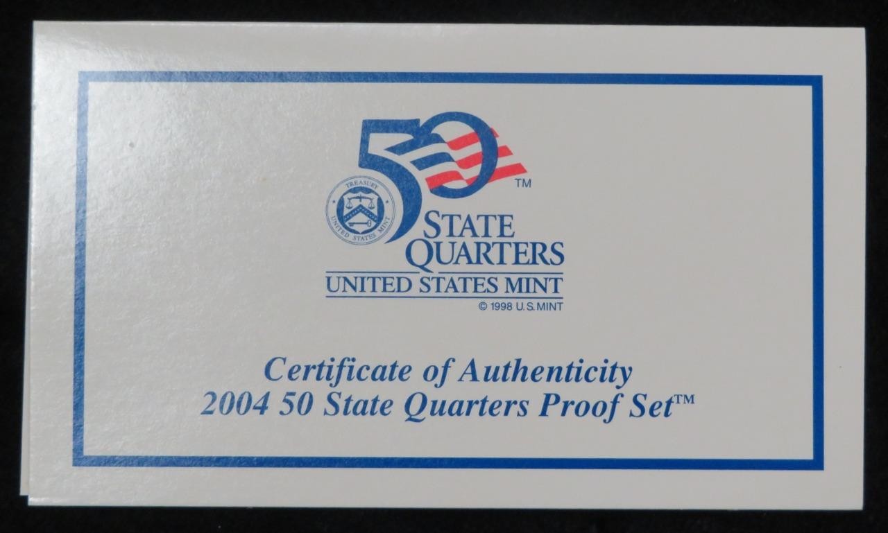 2004-S United States Mint Proof Quarter Set * Proof * 5 Coins * Box & COA