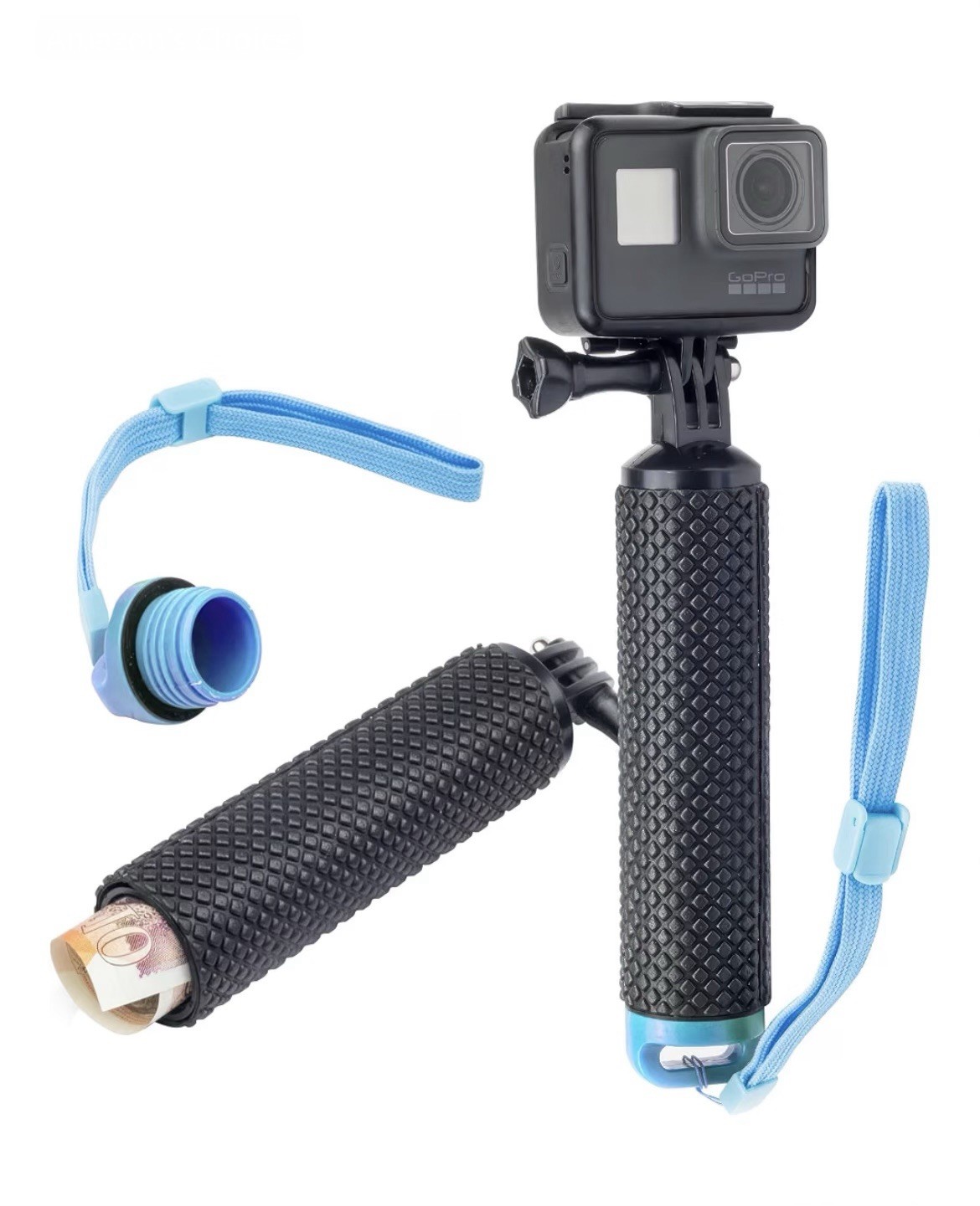 Floating Stick Handle Grip Mount - Blue Waterproof Rubber Grip For GoPro, Akaso