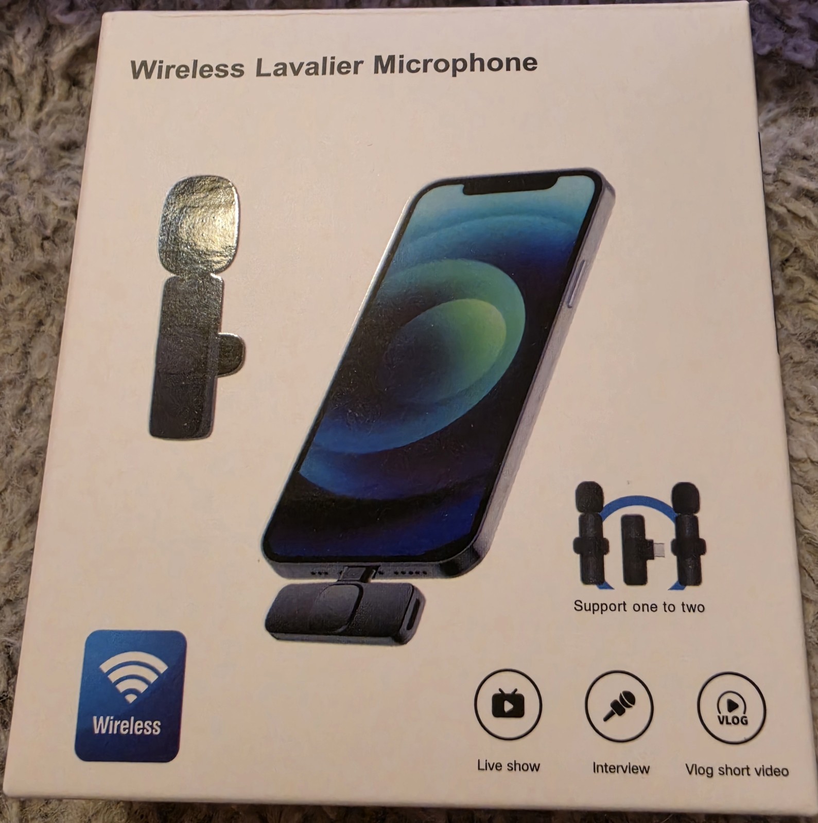 PQRQP 2 Pack 3 in 1 Wireless Lavalier Microphones, USB-C Microphone, 7-Hour Batt