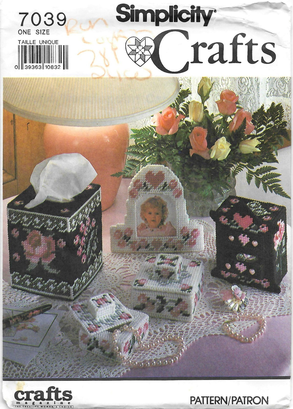 Simplicity 7039 Plastic Canvas Pattern Tissue Box Trinket Jewelry 1990