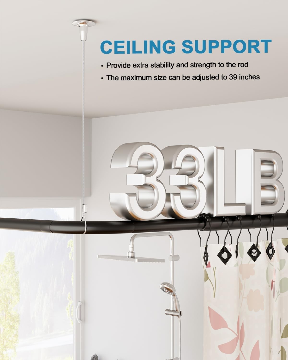 Ceiling Support for Closet Rod, Stainless Steel Ceiling Support Assembly, Heavy