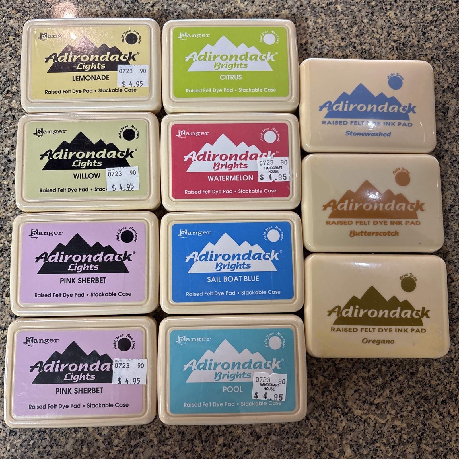 Adirondack Raised Felt Ink Pad Lot Of 11 Brights Lights Citrus Watermelon Pink