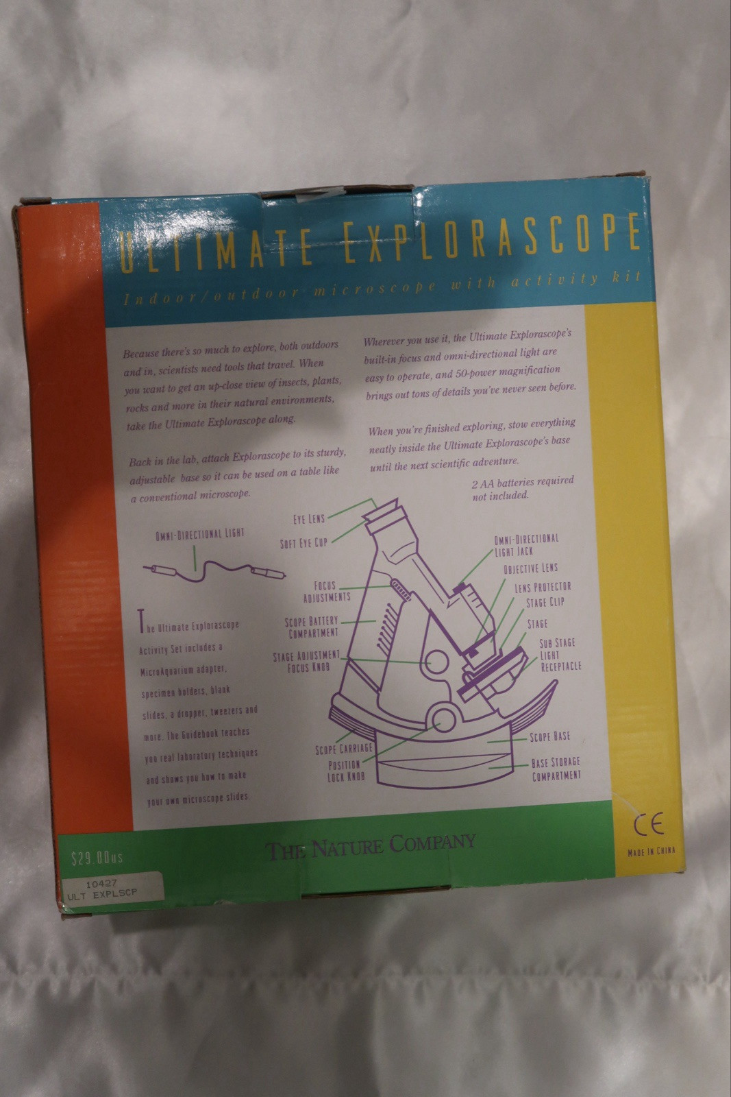 Vintage Toy Childs Microscope, 50 Power Magnification, ExploraKids Science Gift