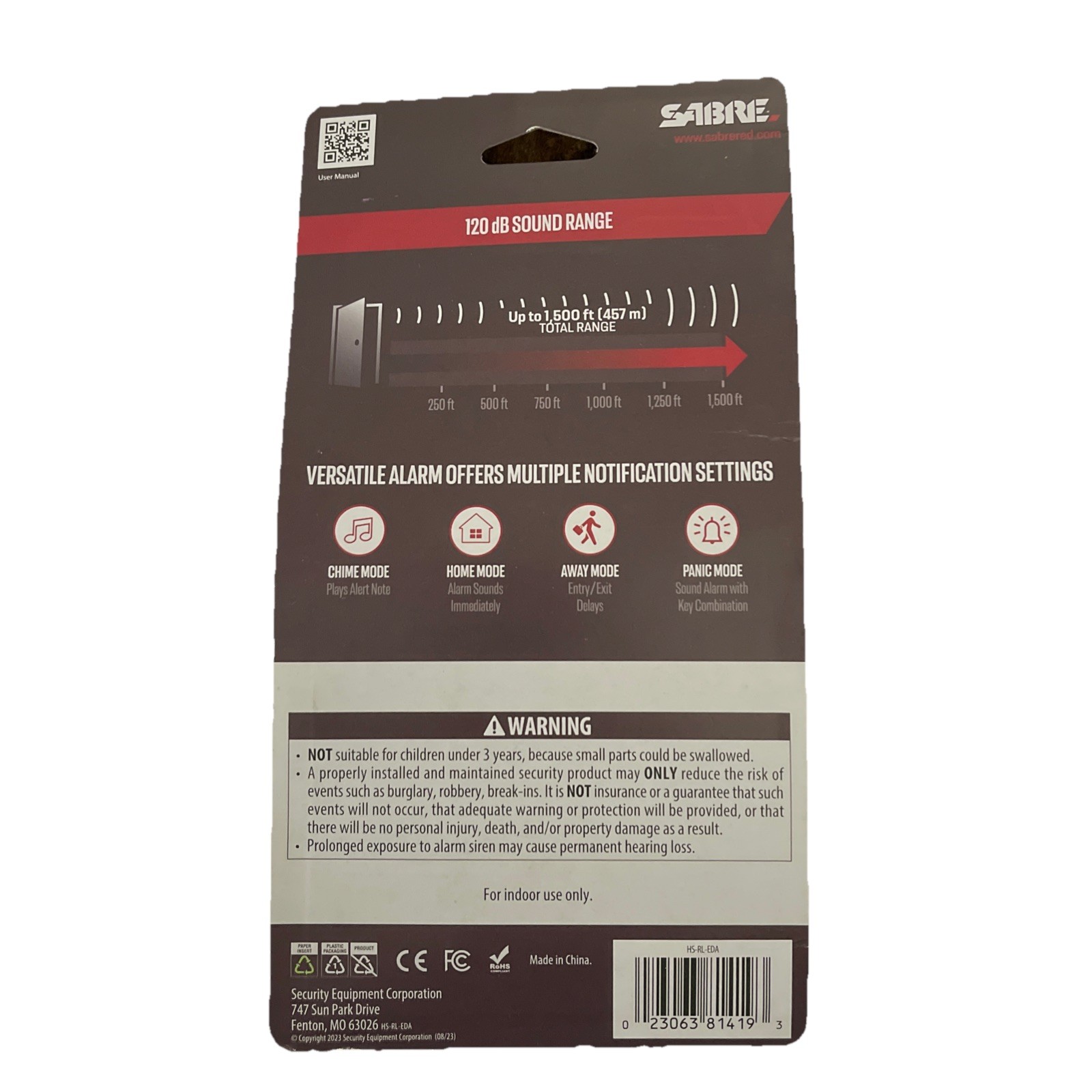Sabre Elite Door Alarm: Security Sensor for Doors & Windows, Battery Operated