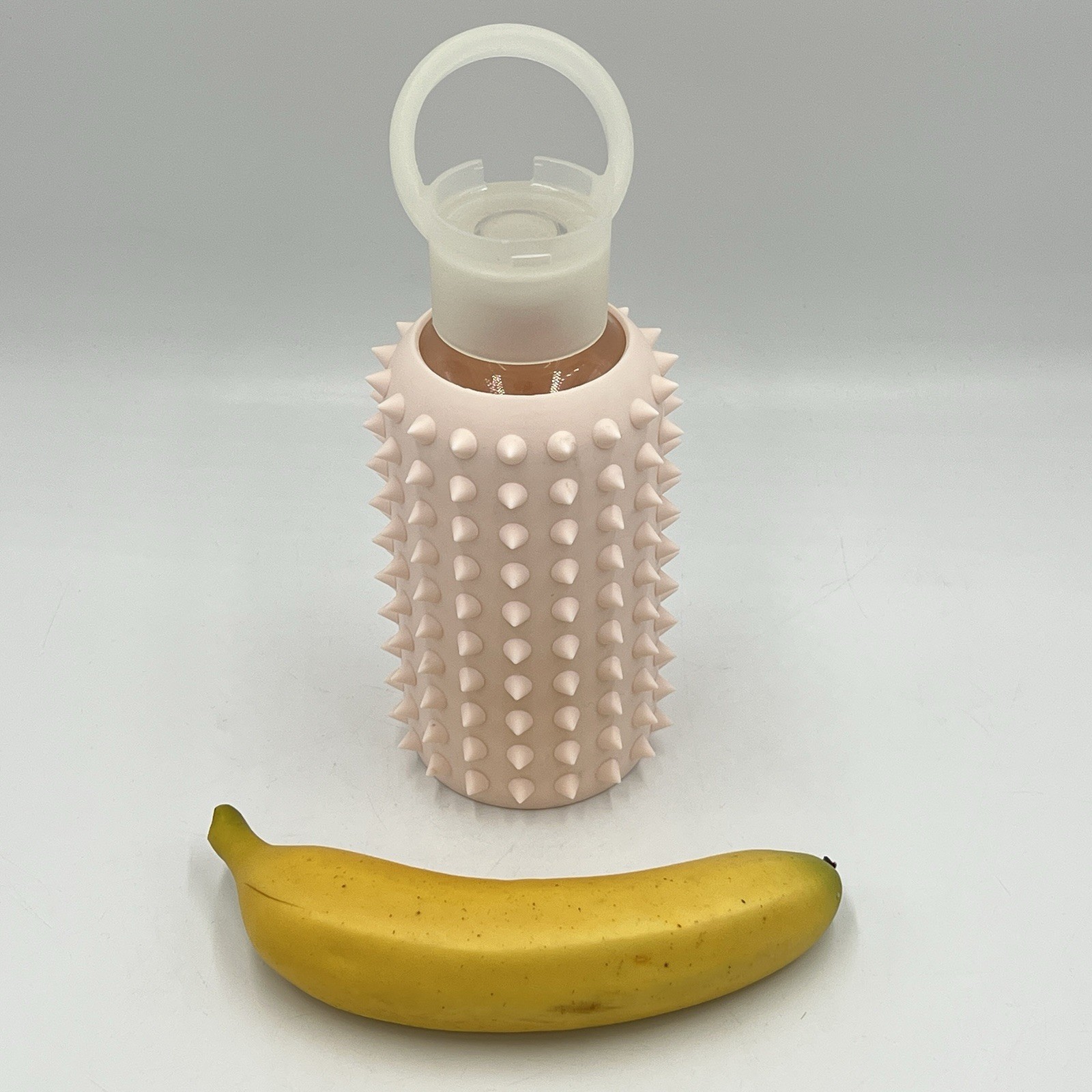 bkr Little 500ml 16oz. Glass Water Bottle Pink Spiked  Silicon Bottle Kiss Cap