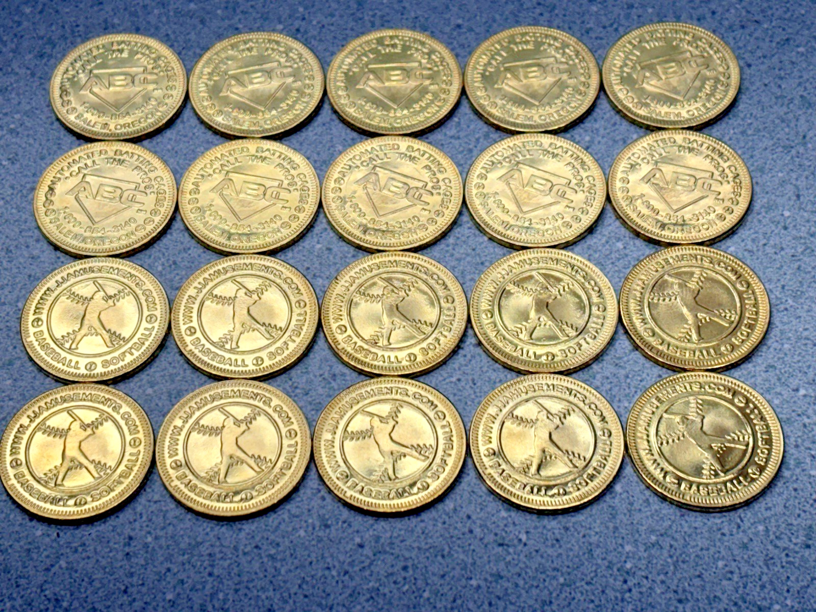 ABC Automated Batting Cages Baseball Softball Brass Game Token Lot 20 NEW read