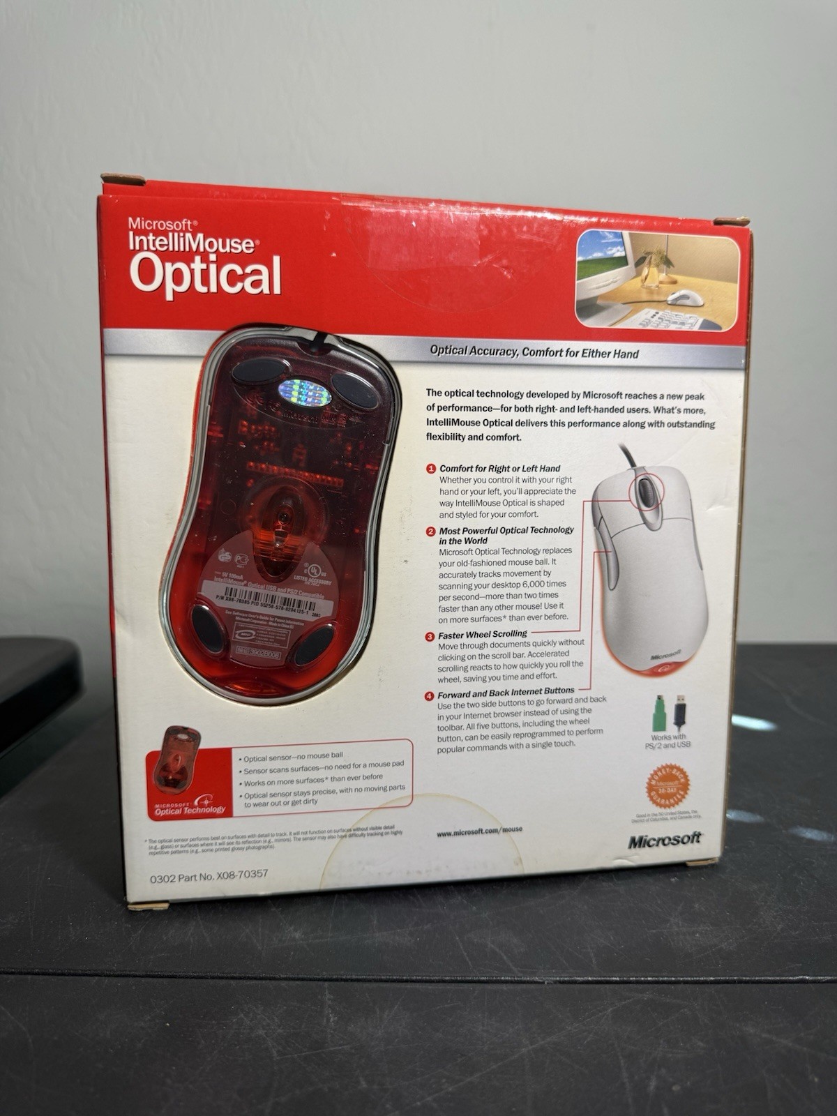 Microsoft Intellimouse Optical Mouse PC MAC USB PS/2 X08-70357 NEW IN BOX