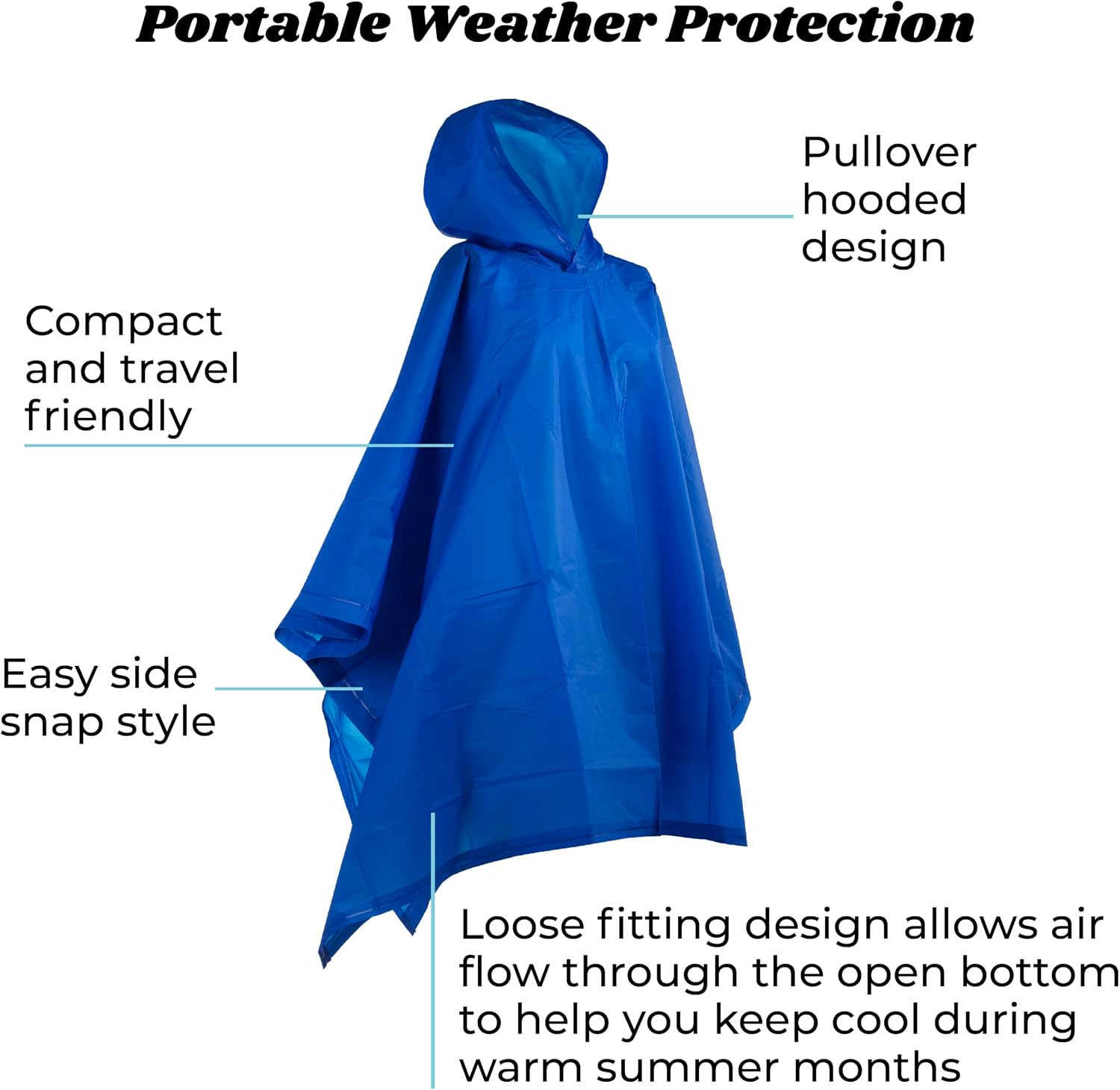 Adult Packable Lightweight Adjustable Rain Poncho