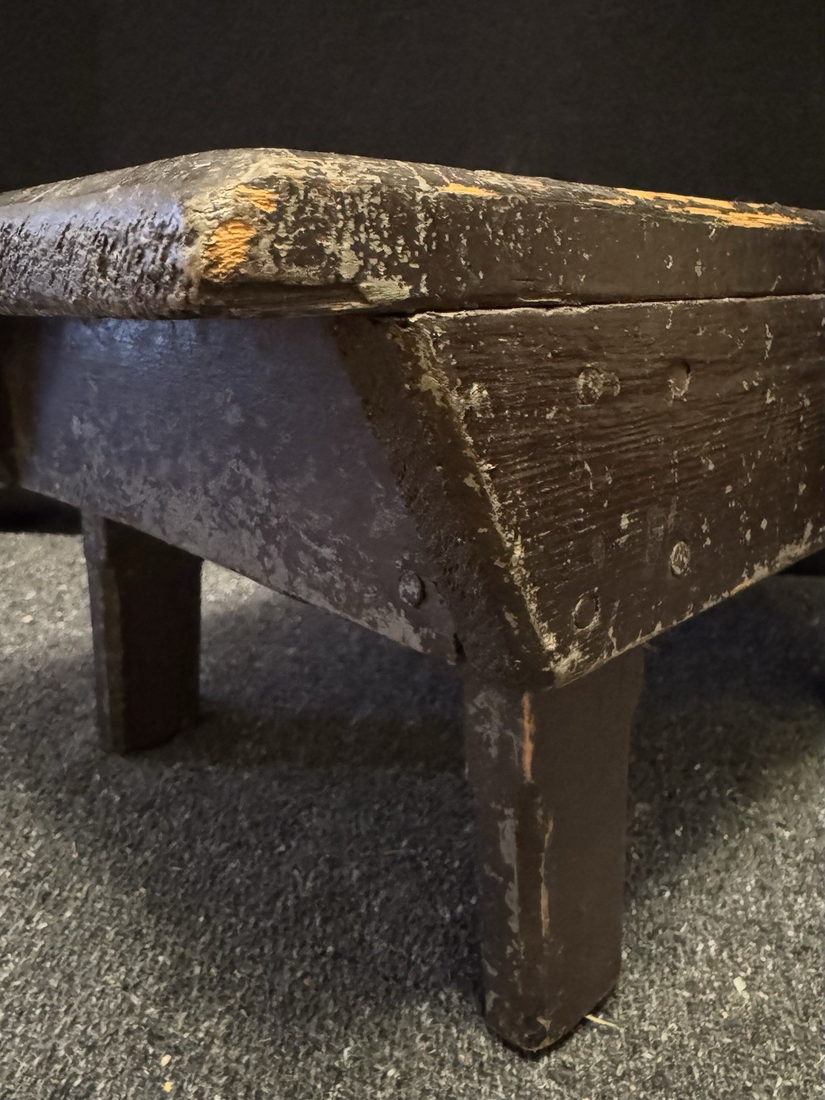 Vintage Primitive Wooden Step Stool Foot Stool Black