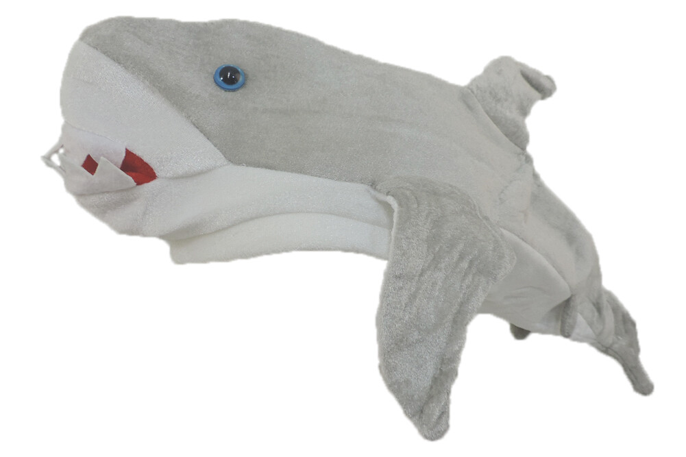 Plush Killer Great White Shark Hat Grey Novelty Jaws Ocean Costume Cap