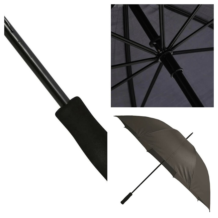 5 ft. Golf Umbrella In All Black Firm Grip Straight Handle Steel Polyester Large