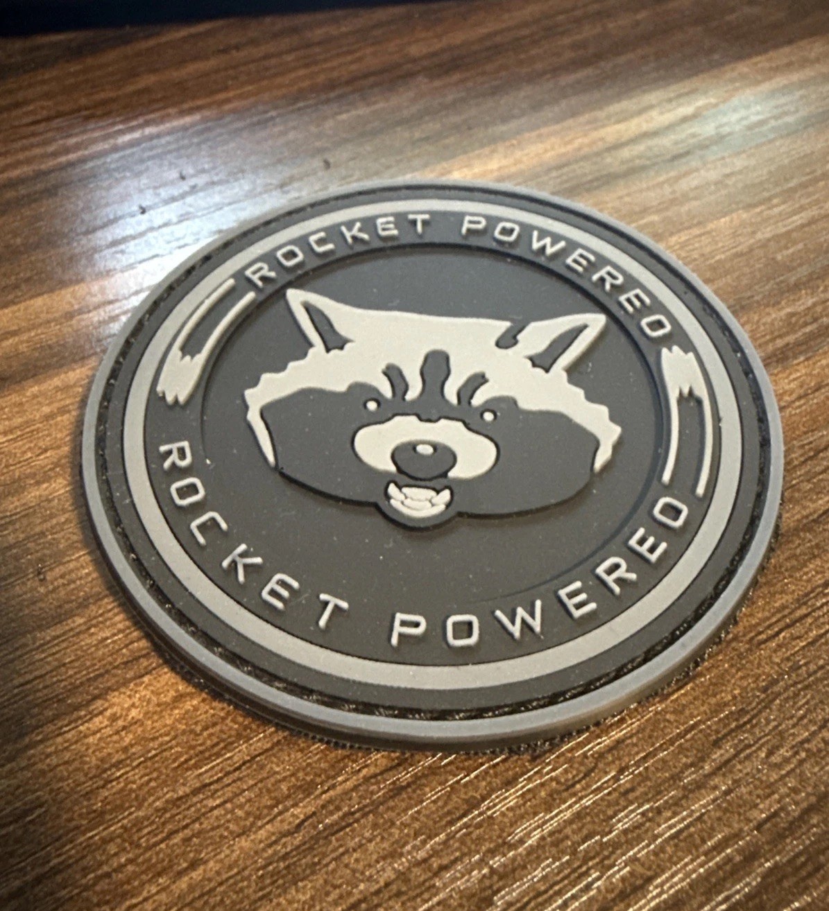 Rocket Powered Guardians Galaxy 3D Tactical Patch Raccoon Hook Backed Gray