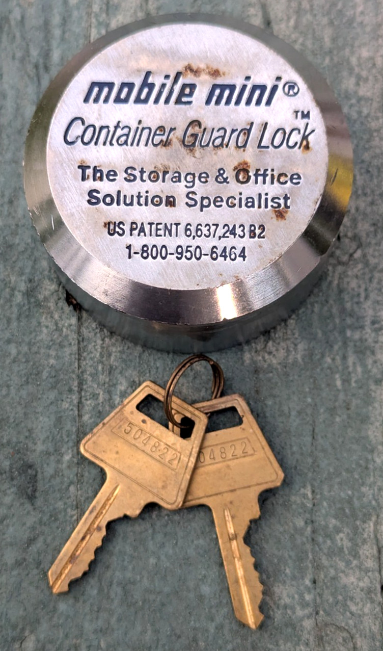 Mobile Mini Storage Container Guard Lock Hockey Puck 2 Keys