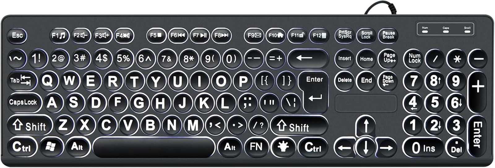 Mcsaite Wired Backlit USB Keyboard - 104 Keys Standard Full Size with White LED