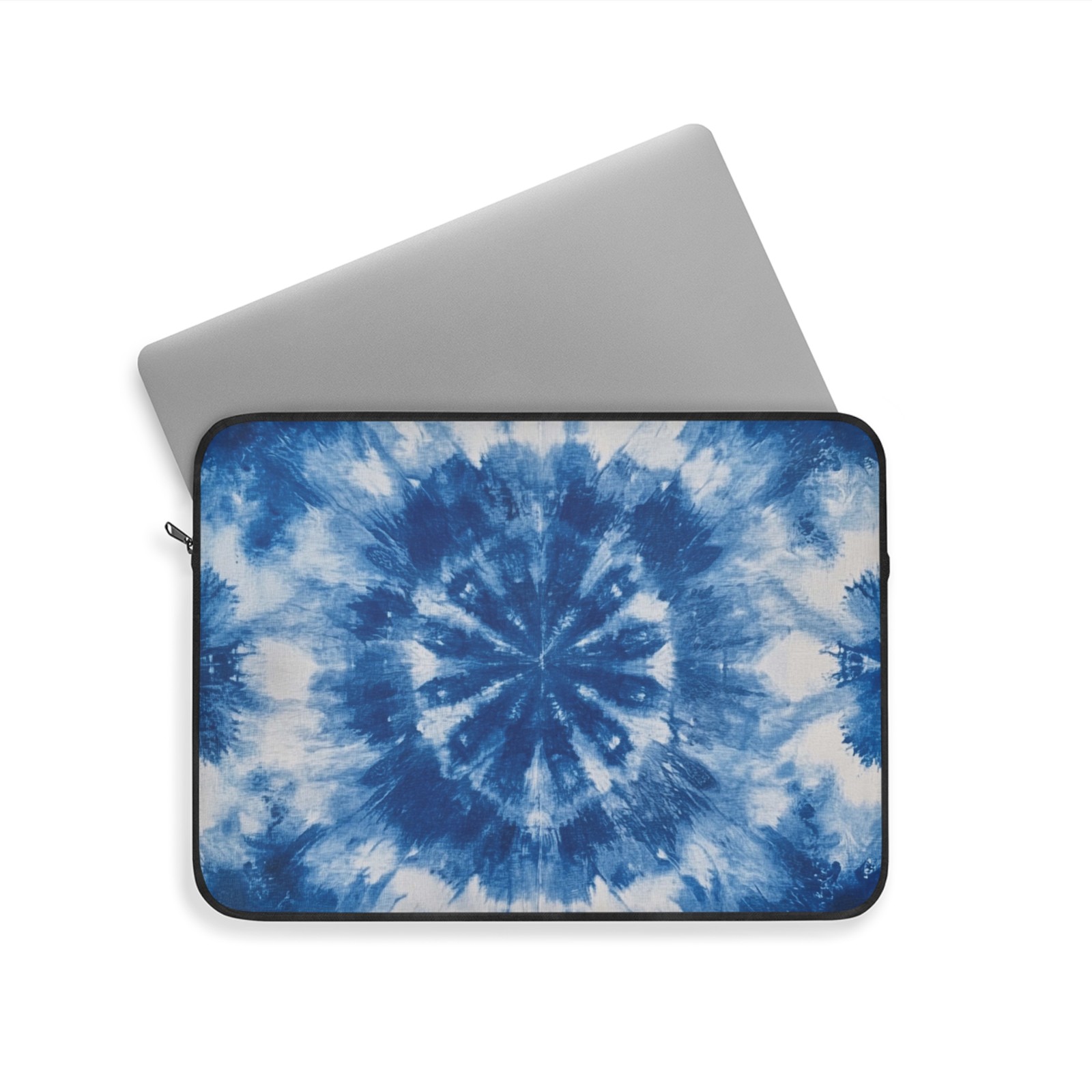 Blue Shibori Tie-Dye Laptop Sleeve - Stylish Computer Case - Boho Tech Gift