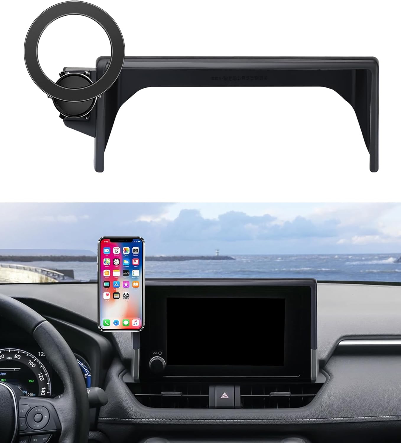 MaserWeller Car Phone Holder for Toyota RAV4 2019-2025 Accessories Black