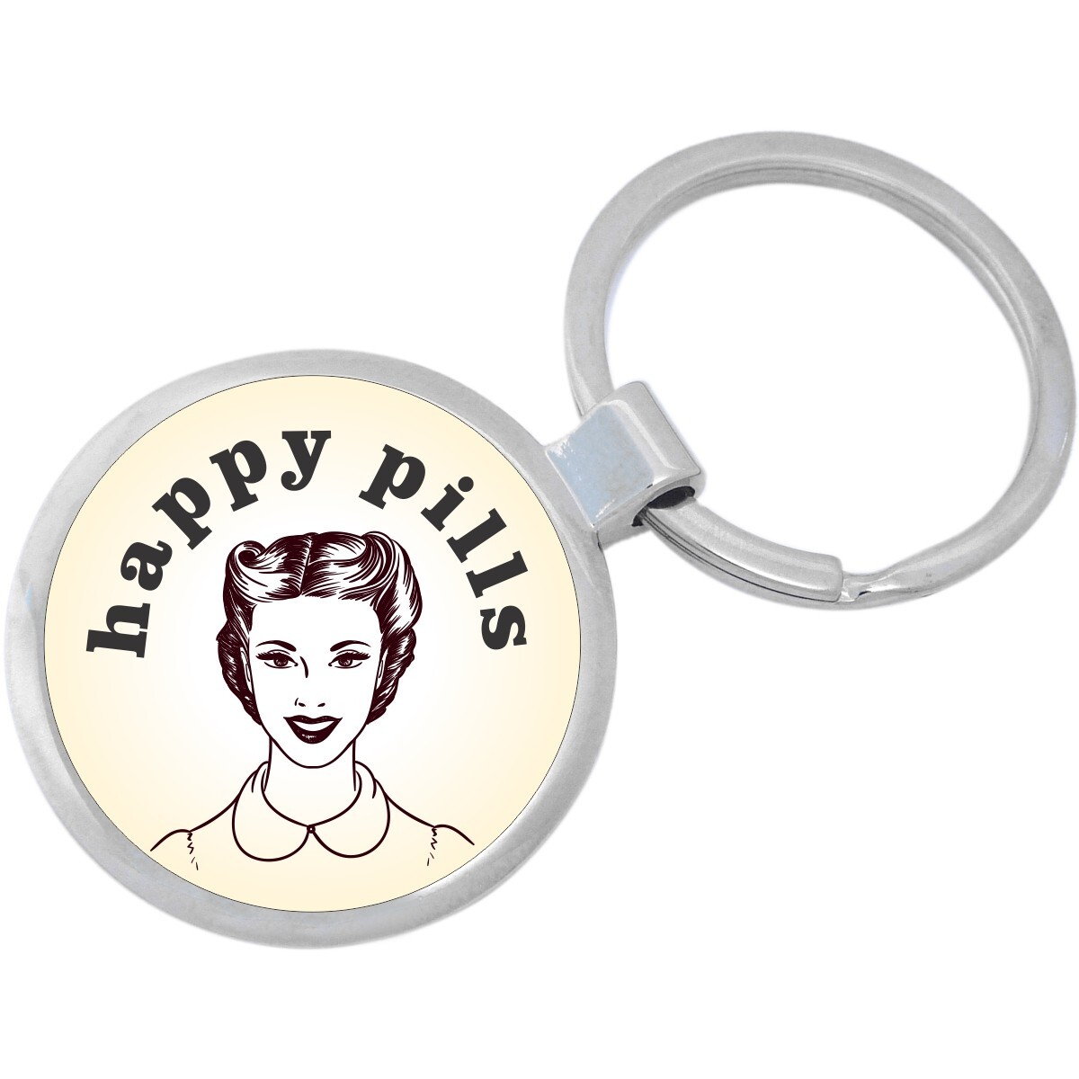 Happy Pills Keychain - Includes 1.25 Inch Loop for Keys or Backpack