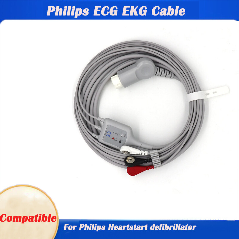 ECG/EKG Cable Snap Fit For PHILIPS Agilent M1177A, M1204A, M1205A,M1177A M1204A