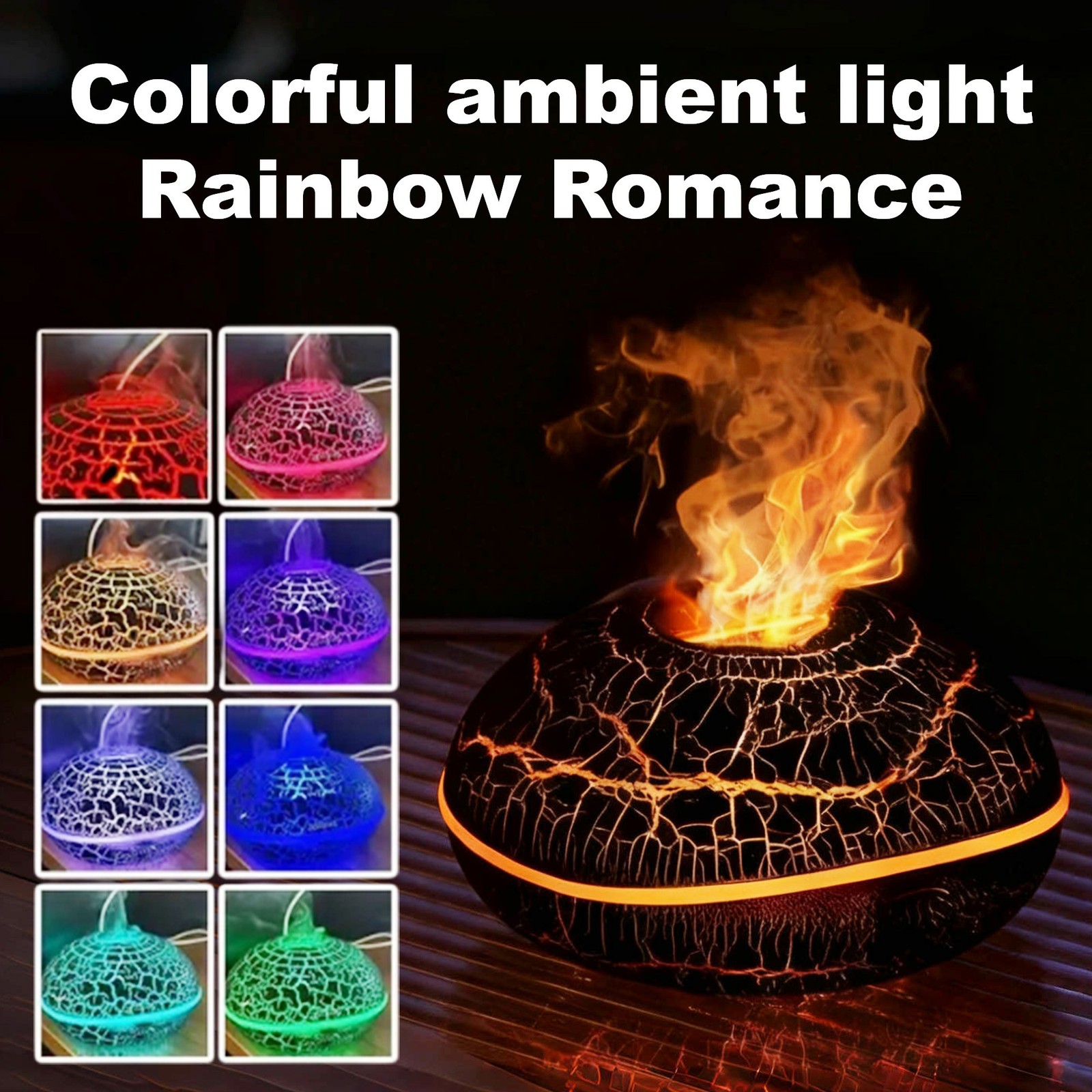 Flame Aromatherapy Diffuser Aroma LED Light Ultrasonic Air Humidifier 200ml