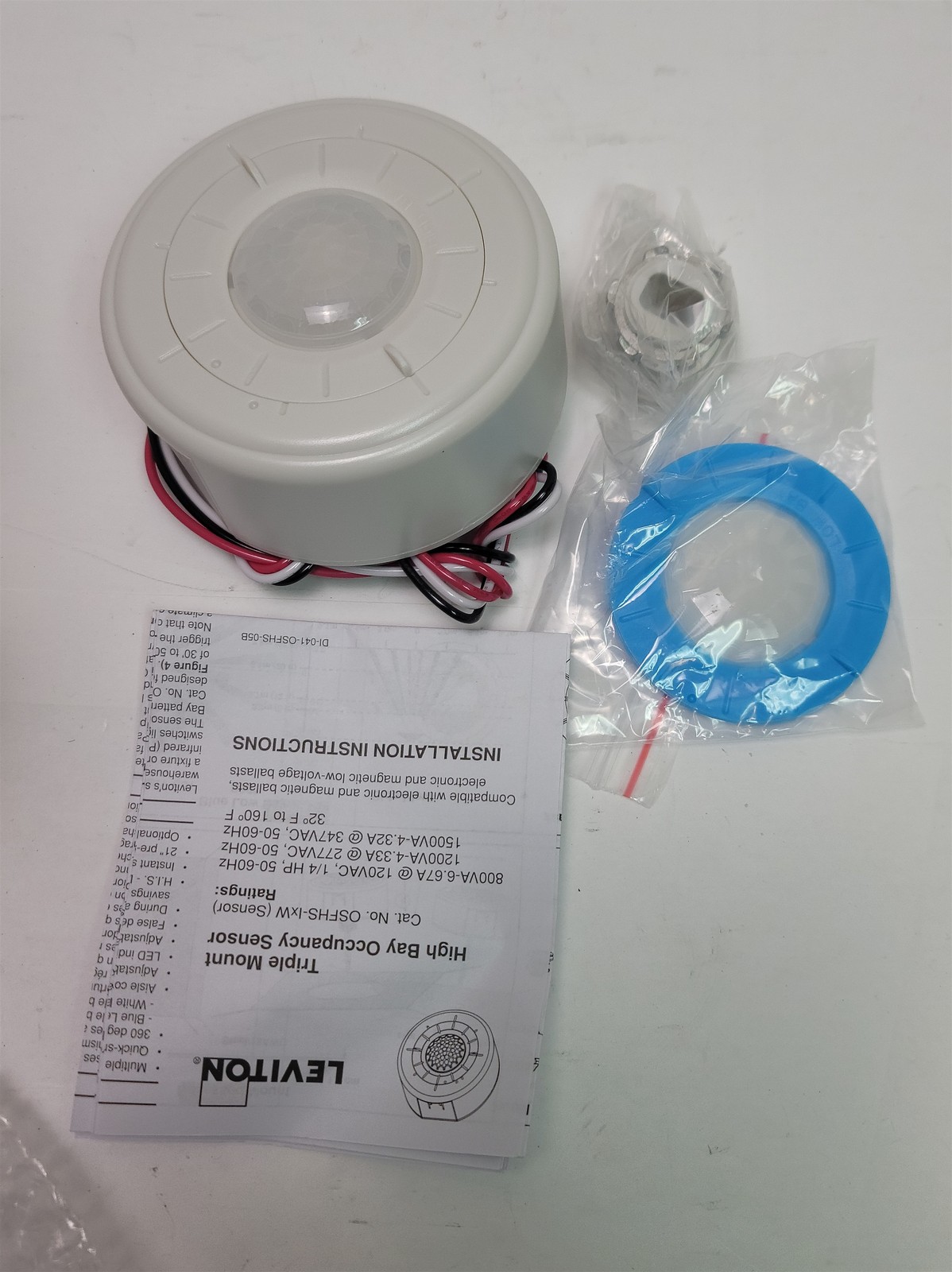 Leviton OSFHS-ITW White PIR Occupancy Sensor High Bay Surface/Flush Mount